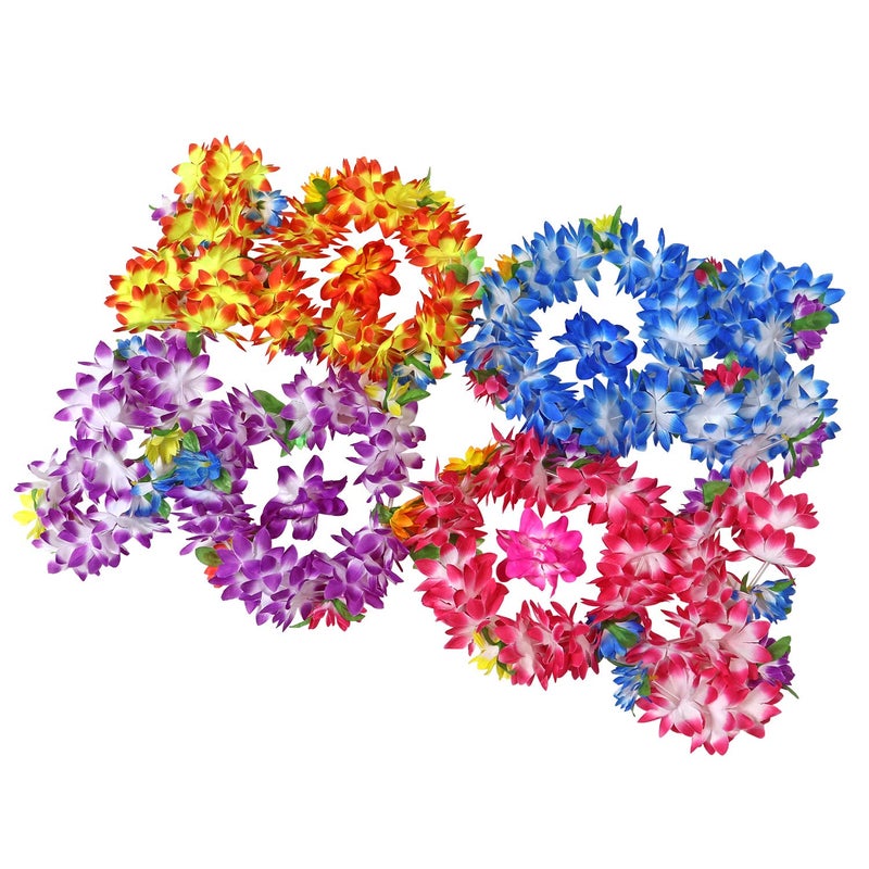 Millennial Essentials 16 Piece Set Hawaiian Flower Leis Headband, Bracelet and Hair Clips for Luau Party Favors, Decoration Supplies - Image 4